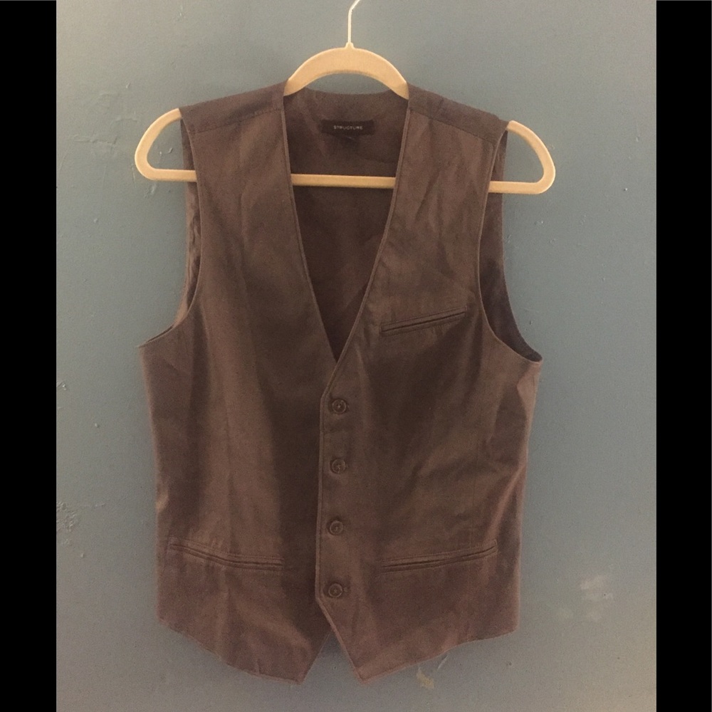 Structure Button Waist Vest Men’s Grey Size Small